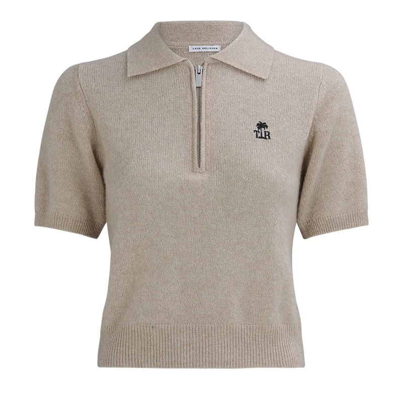 True Religion Polohemd Strick-Poloshirt AMARA beige