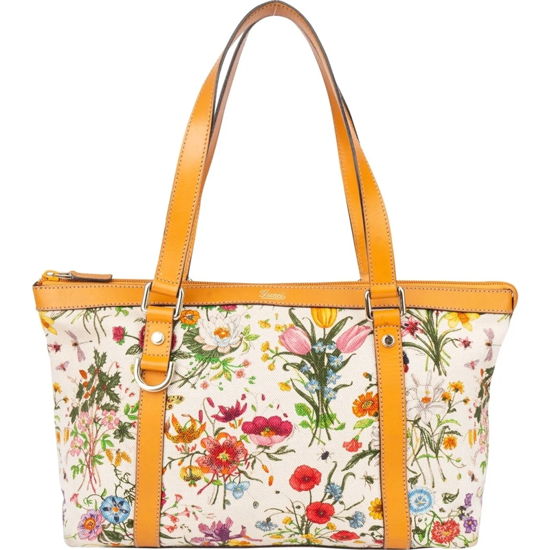 Gucci Schultertasche Gucci Limited Floral Abbey Handbag orange