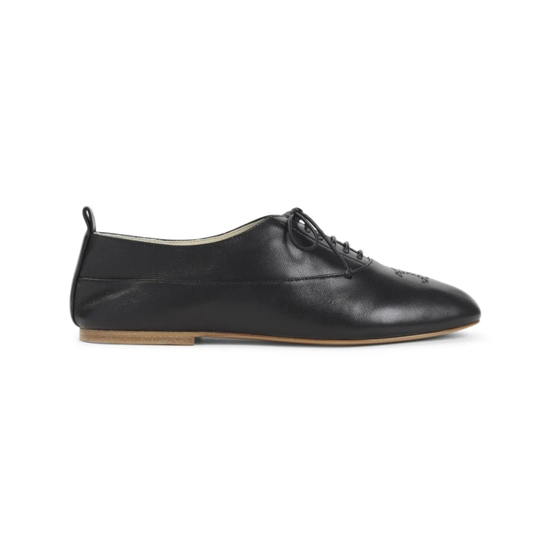 Celine Balletschoenen Almond Toe Derby Shoes In Black Lamb Leather Black
