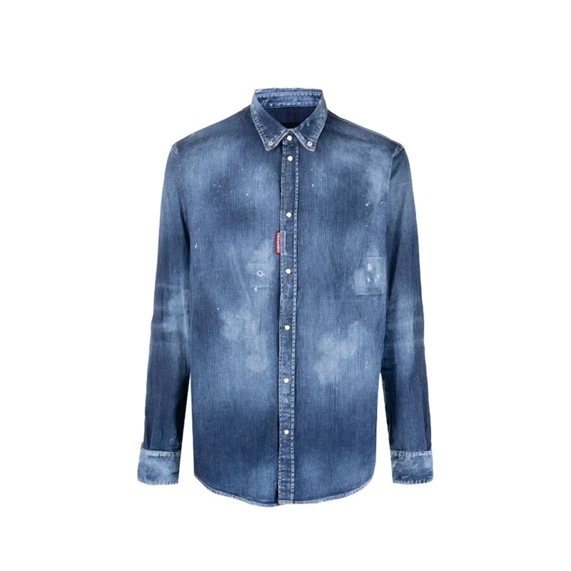 Dsquared2 Overhemd Distressed Effect Denim Shirt Blue