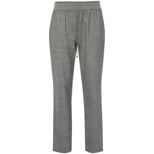 Lorena Antoniazzi Drawstring-Waist Wool Blend Trousers Grey 