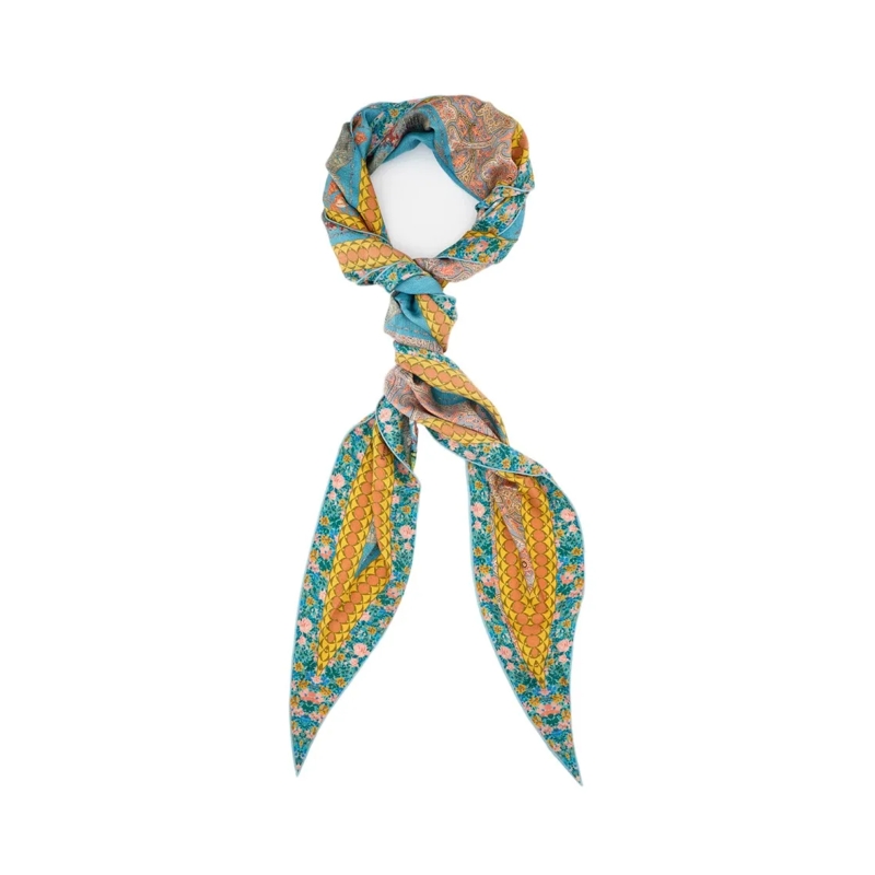 Pierre-Louis Mascia Écharpe légère Diamond-Patterned Silk Scarf With Multicolored Pri Multicolor