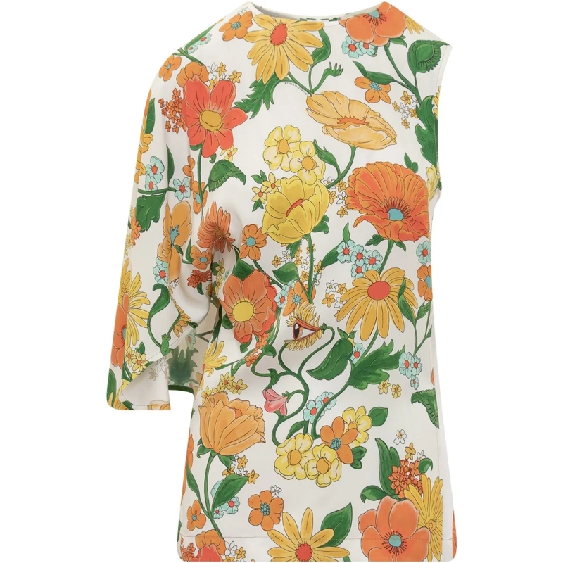 Stella McCartney Haut à manches longues Top Flower weiß