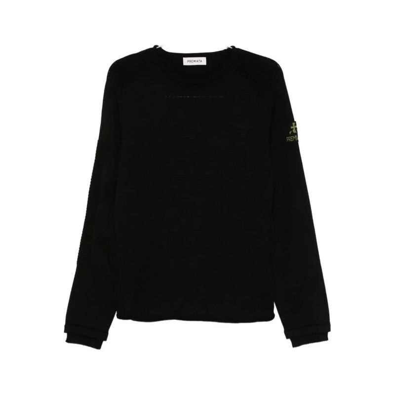 Premiata Trui Black Virgin Wool Sweater With Crew Neckline Black
