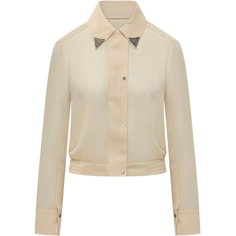 Pinko Chemisier Camicia con Dettaglio Gioiello al Colletto weiß
