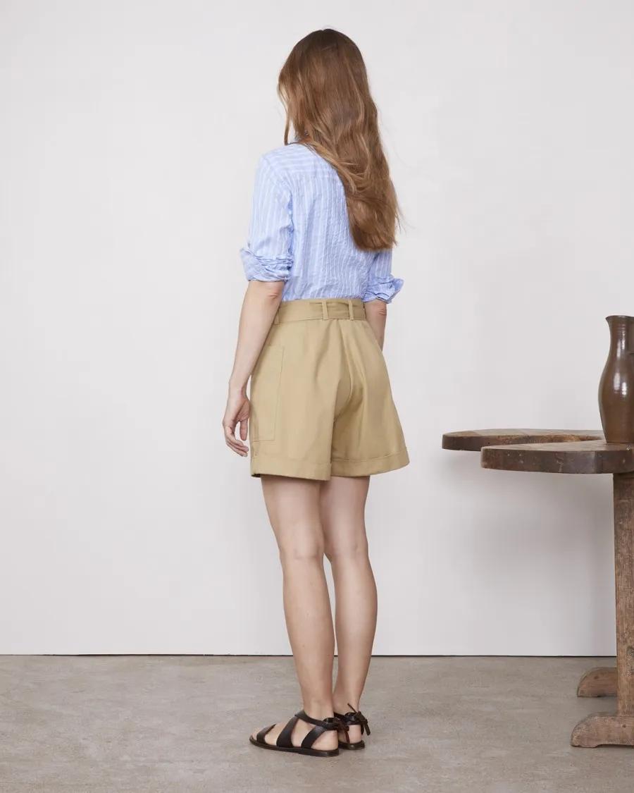 ショートパンツ Officine Generale Beige Mid-Waisted Shorts With Removable Officine Generale Beige Mid-Waisted With Removable Belt