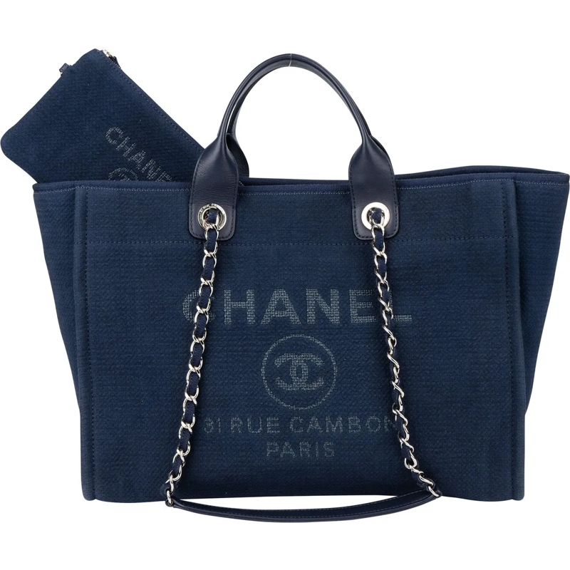 Chanel Tote Chanel Bleu Tweed Deauville Handbag schwarz
