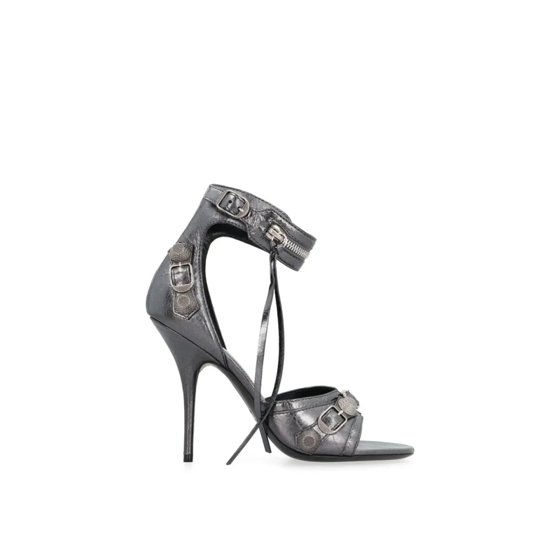 Balenciaga Sandalen Cagole Leather Sandals Grey