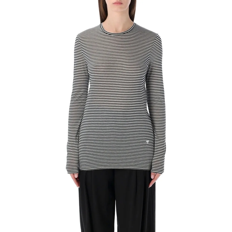 Tom Ford Langärmeliges Oberteil Striped Long-Sleeve Viscose Top Multicolor