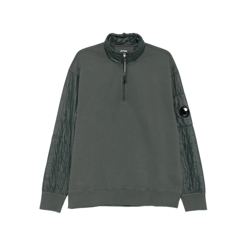 CP Company  Diagonal Fleece And Quilted Nylon Sweatshirt Grey