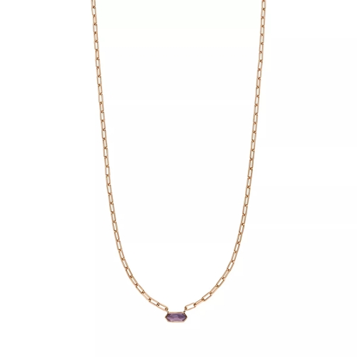Leaf Necklace Cube, Amethyst, silver rose gold plate Amethyst Short Necklace