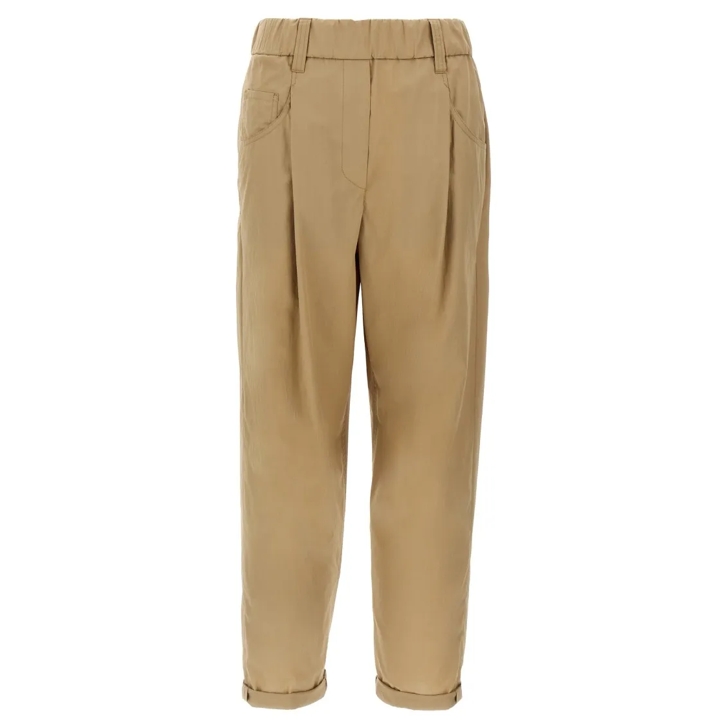 パンツ Brunello Cucinelli Light Cotton Trousers With Elegant Pleats Brunello Cucinelli Light Cotton Trousers With Elegant Pleats