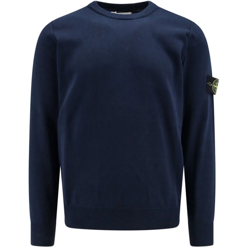 Stone Island Pullover Organic cotton sweater with logo patch blau