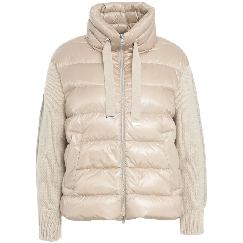 Herno Übergangsjacke Down jacket with knit sleeves beige