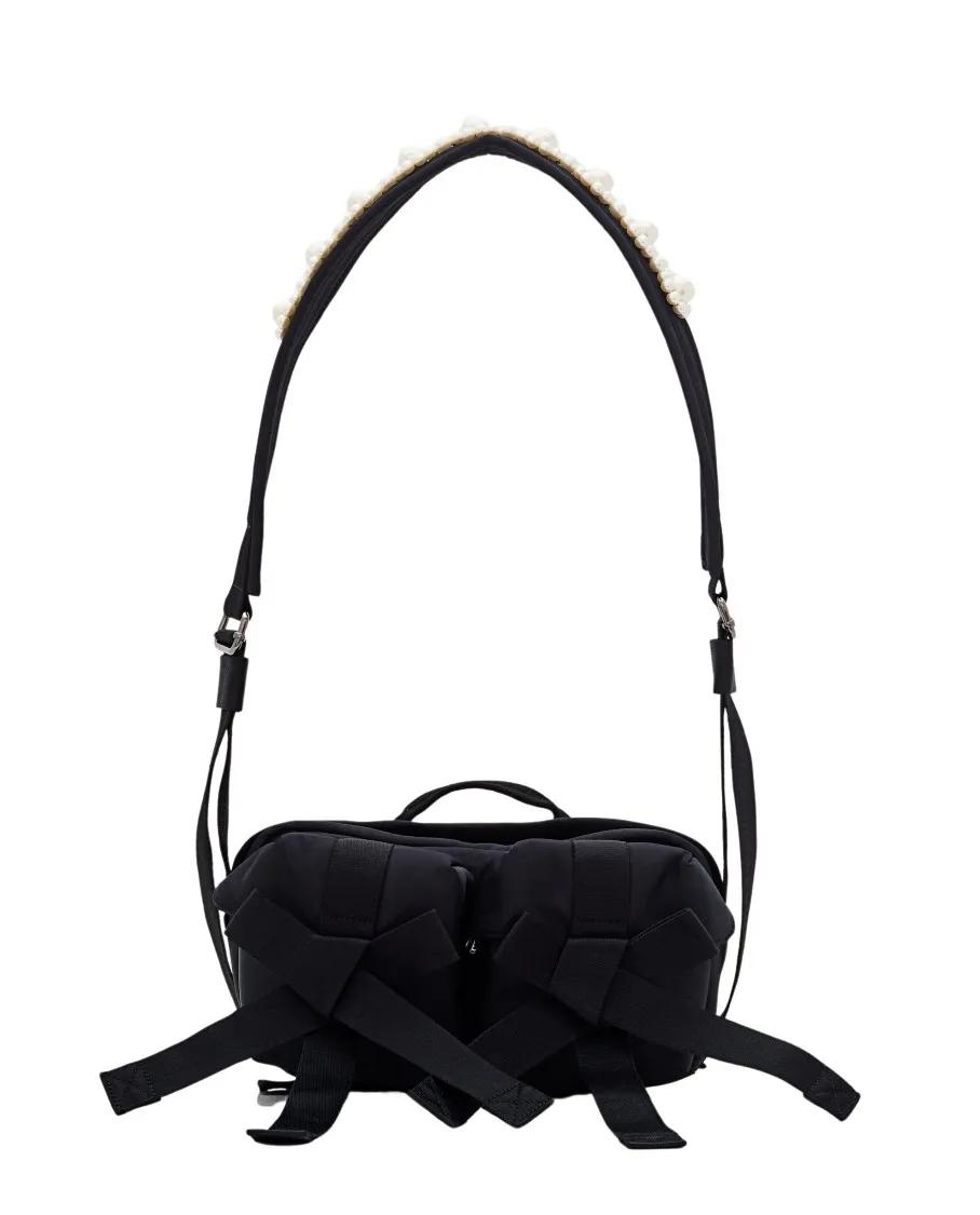 Simone Rocha Shopper - Shoulder Bag With Black Beads And Front Bows - Gr. unisize - in Schwarz - für Damen