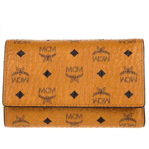 MCM Color Visetos Three Fold Medium Wallet Cognac Klaffplånbok