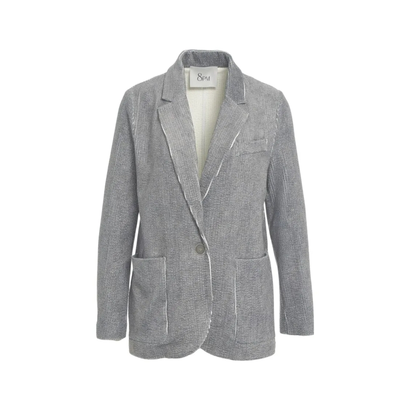 8Pm Blazer 'Zuleika' Blazer With Contrast Stitching Grey