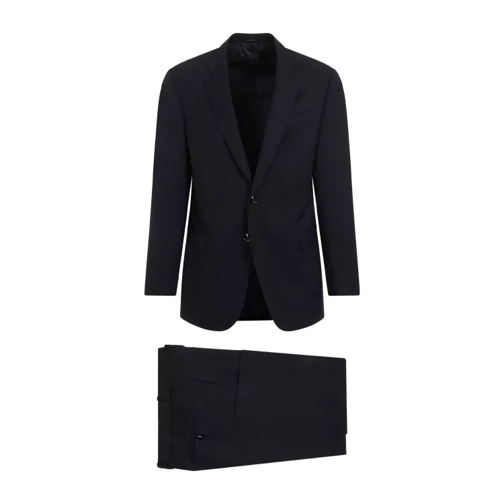 Giorgio Armani Dark Navy-Blue Virgin Wool Suit Blue 