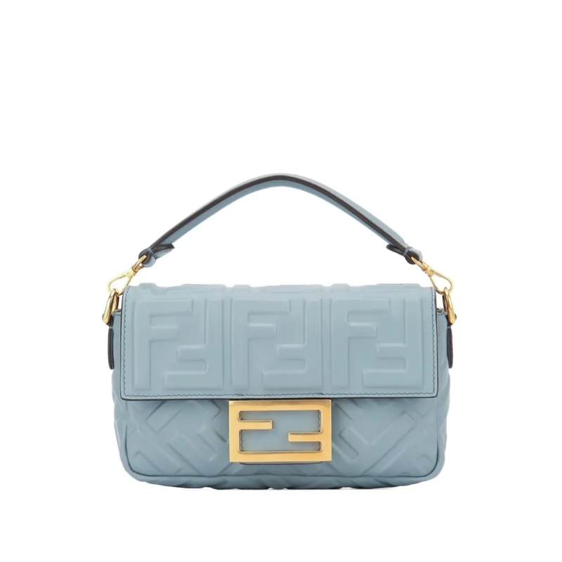 Fendi Crossbodytas Baguette® Mini Handbag With Geometric Embossing Blue