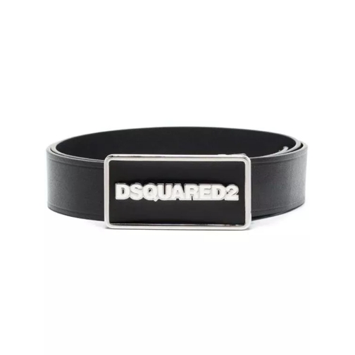 Dsquared2 Ledergürtel Logo-Buckle Leather Belt Black