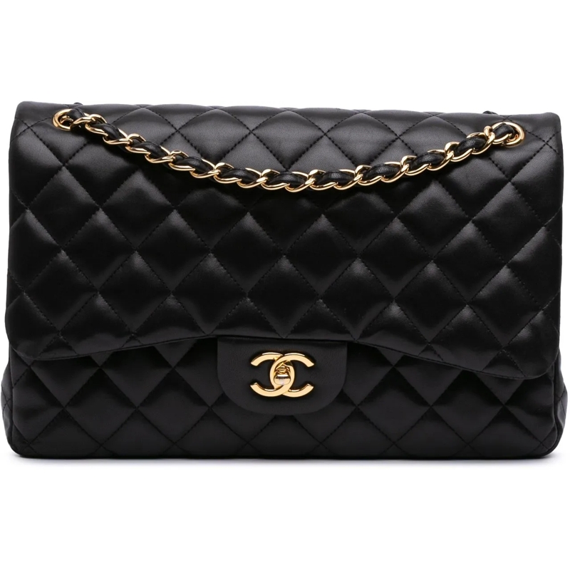 Chanel Sac à bandoulière Jumbo Classic Lambskin Double Flap schwarz
