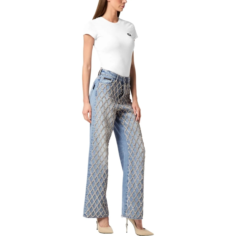 Philipp Plein Jeans Skater-Passform Crystal Verziert jeansblau(Image 4)