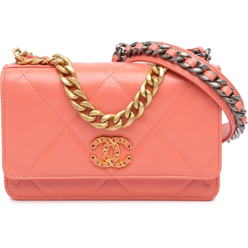 Chanel Porte-cartes 2020 Quilted Lambskin 19 Wallet on Chain rose