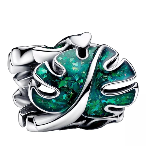 Pandora Pendentif Monstera leaves sterling silver charm with hologra Green