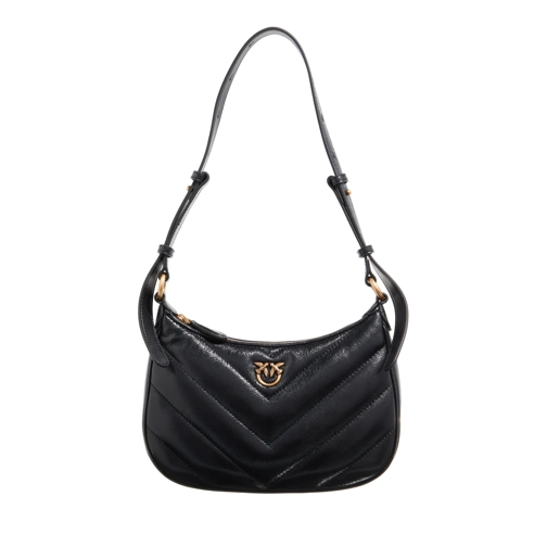 Pinko Half Moon Mini Fl Black Shoulder Bag