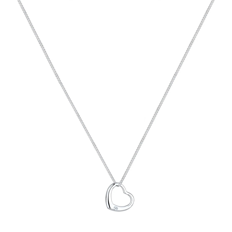 Elli Mittellange Halskette Halskette Herz Liebe Diamant (0.03 ct.) 925 Silber weiss(Image 2)