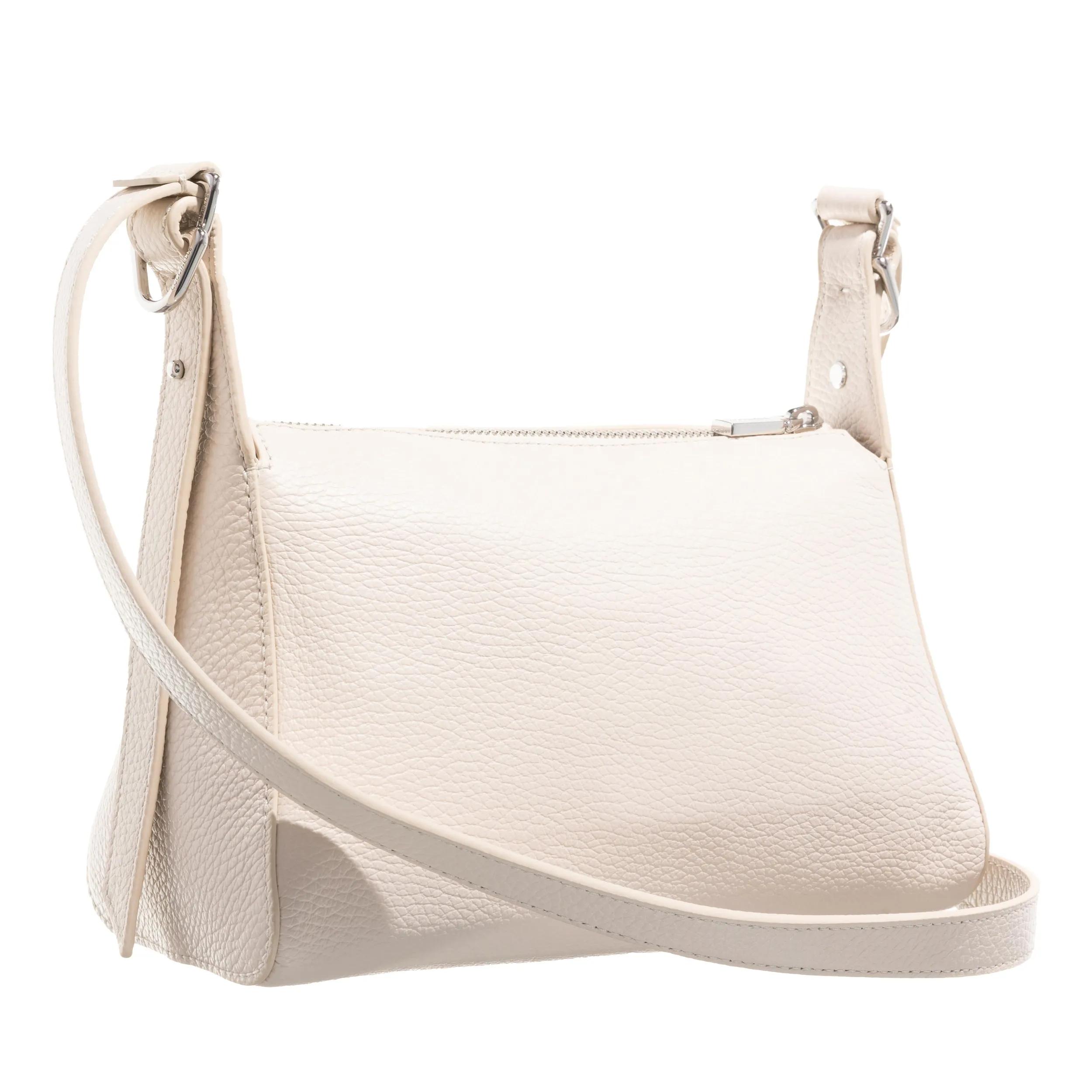Coccinelle Schoudertas van generfd leer met metalen details White Dames