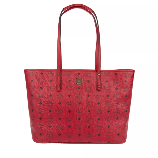 MCM Anya Top Zip Shopper Medium Ruby Red Shopping Bag