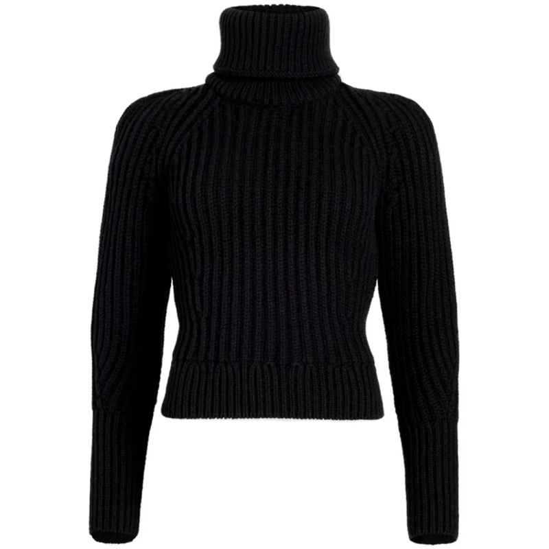 Patou Rollkragenpullover Ribbed Knit Roll Neck Sweater Black