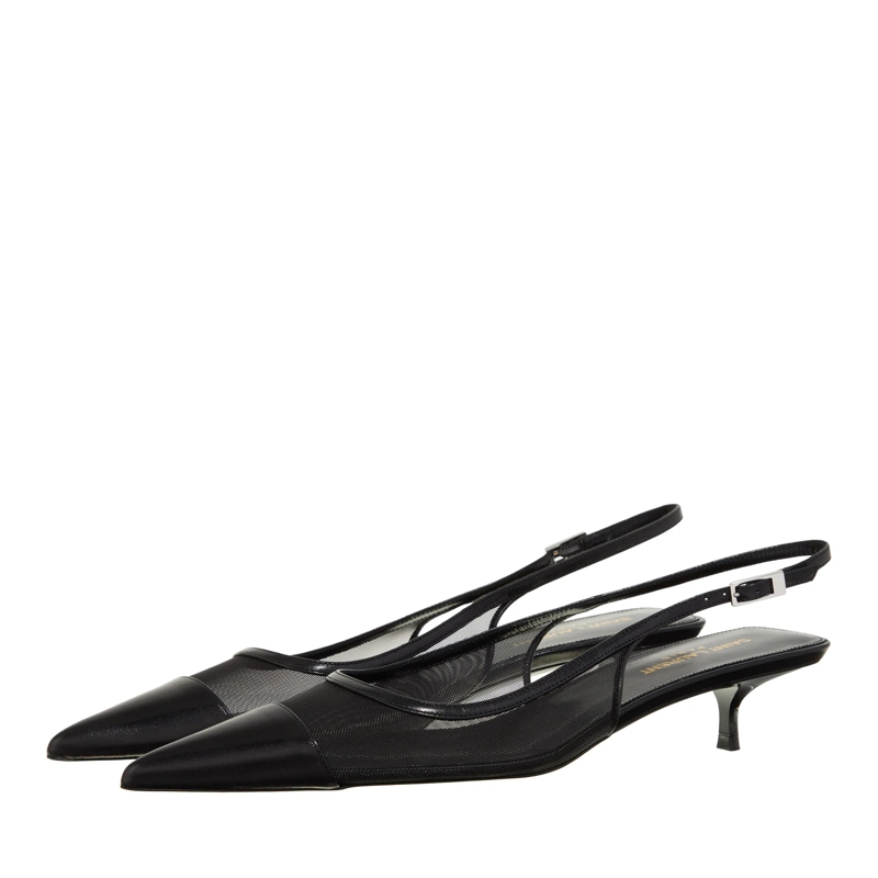 Saint Laurent Pumps Mesh Slingsback Pumps Black
