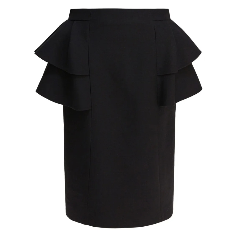 Valentino Garavani Midirok Refined Black Skirt With Layered Ruffles Black