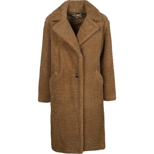 MICHAEL Michael Kors Zomerjassen Oversized Shearling Teddy Coat Brown schwarz