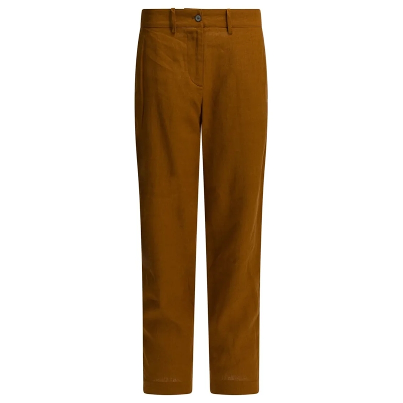 Ines De La Fressange  Straight-Leg Linen Trousers With Mid-Rise Waist An Orange