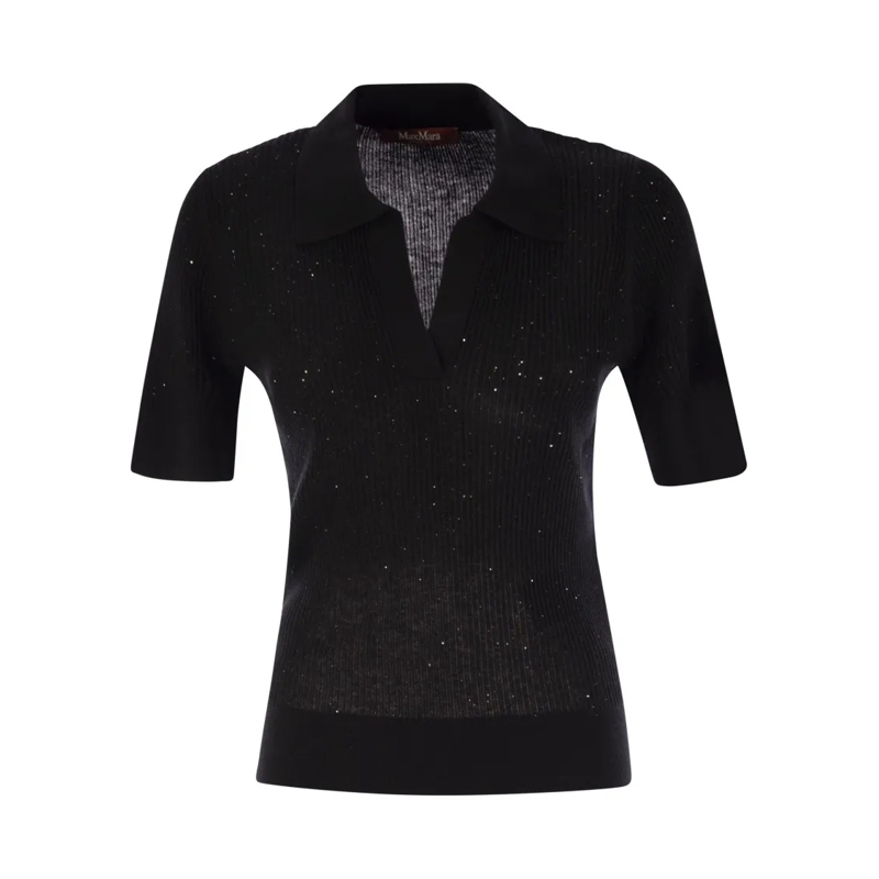 Max Mara T-shirt Uberta - Wool And Silk Polo Shirt Black