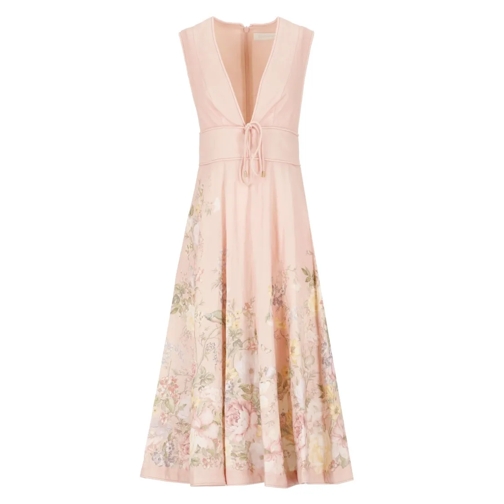 Zimmermann Midi-Kleider Abito Waverly Plunge Dress Pink