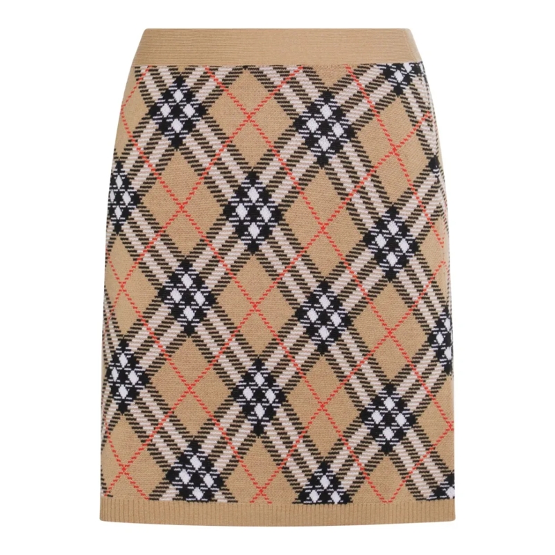 Burberry Minirock Beige Wool Skirt Neutrals