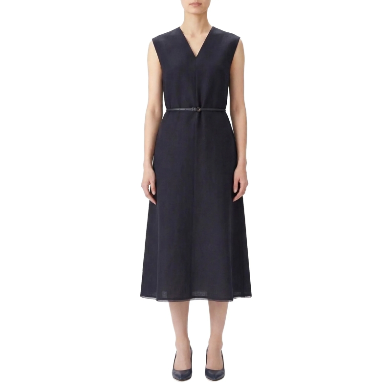 Fabiana Filippi Maxikleid Maxikleid aus Leinenmix dunkelblau(Image 2)