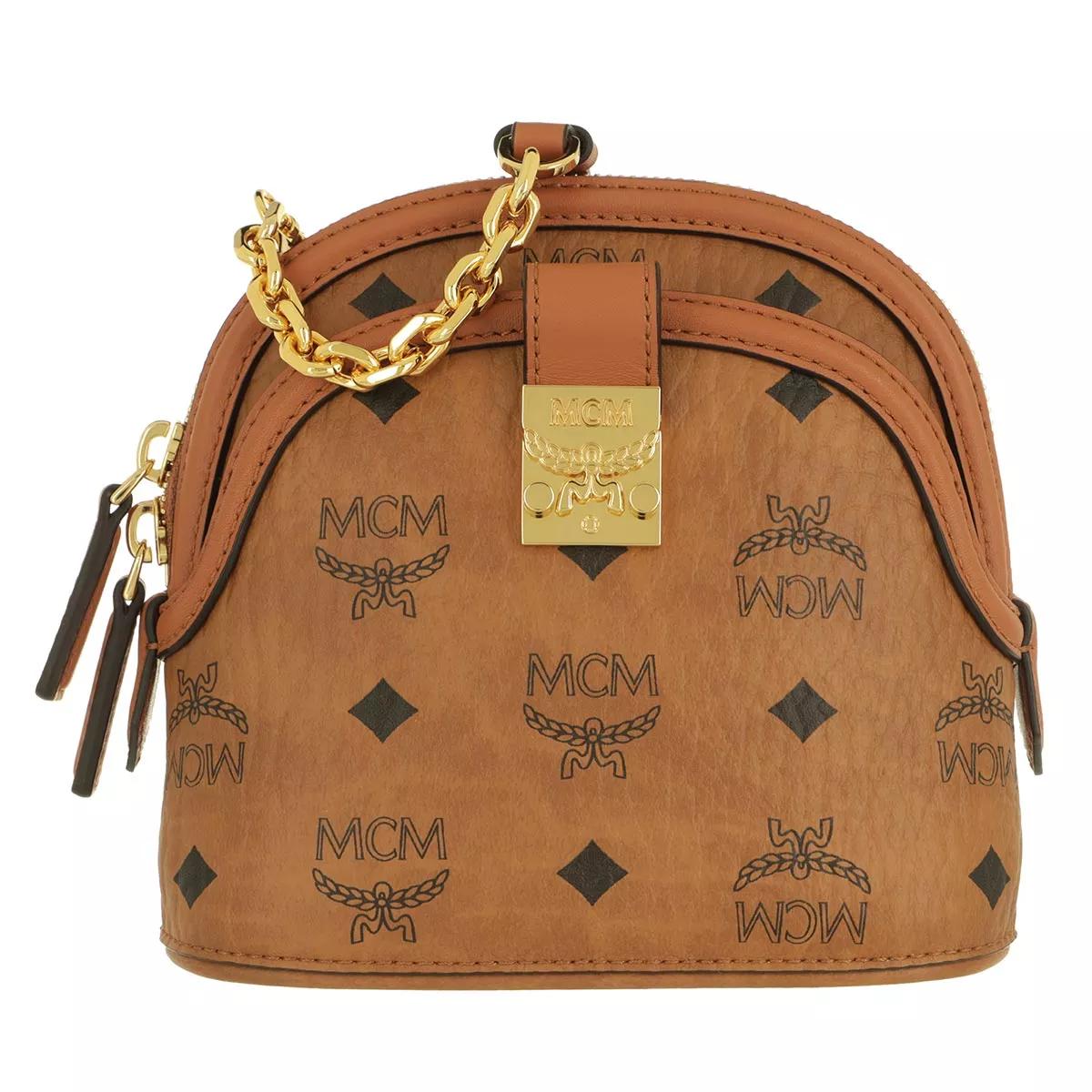 MCM Anna Visetos Crossbody Mini Cognac Mini Tas