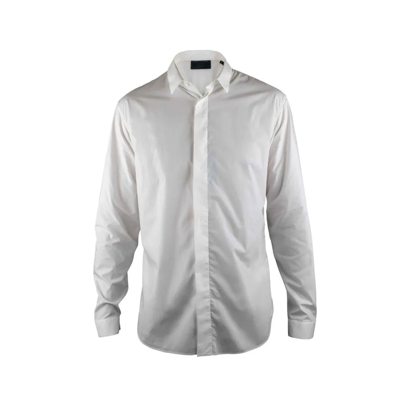 Philipp Plein Hemd Concealed Button Placket White Cotton Shirt White