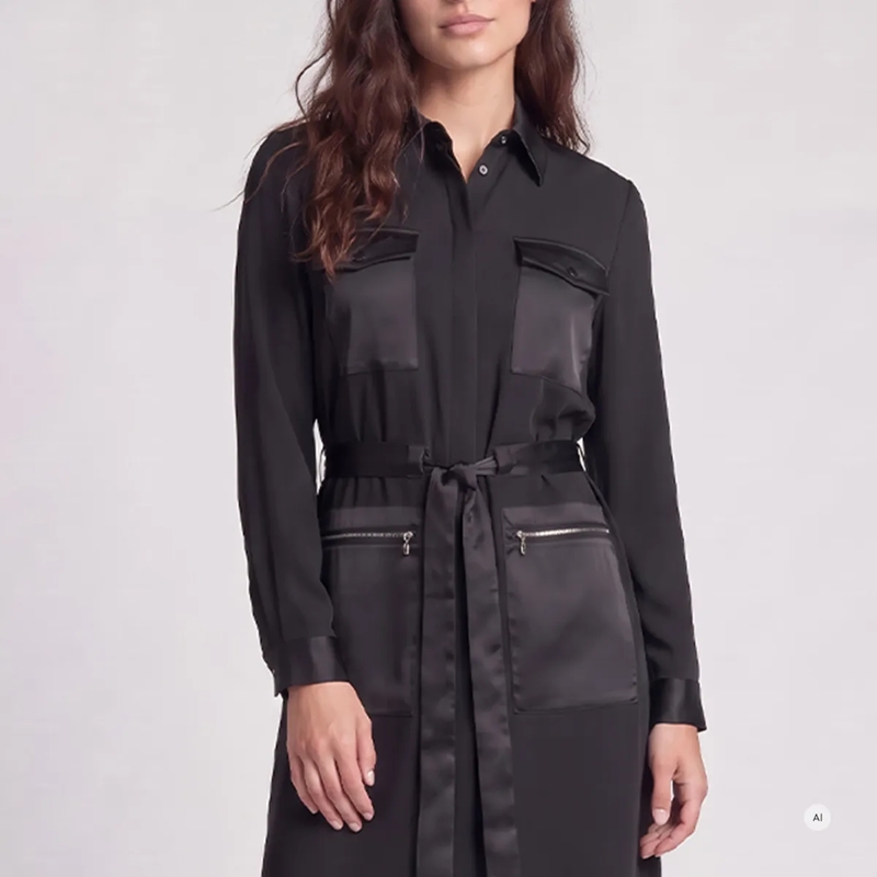 Marc Aurel Kleid Midikleid- mit Bindegürtel- aufgesteppte Brustt beige(Image 3)