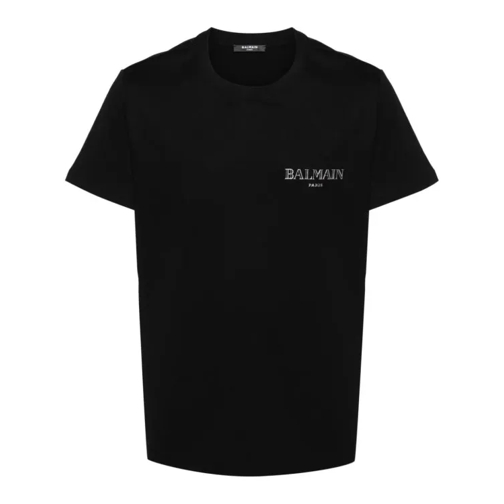 Balmain Logo-Appliqué Cotton T-Shirt Black 