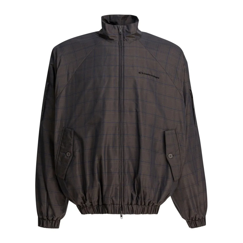 Balenciaga  Streamlined Nylon Jacket With Subtle Checkered Pat Black