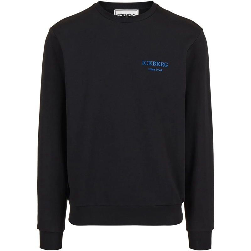 Iceberg  Regular fit black crewneck sweatshirt with embroid schwarz