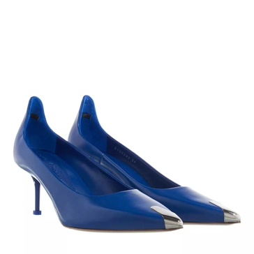 Blue and silver outlet pumps