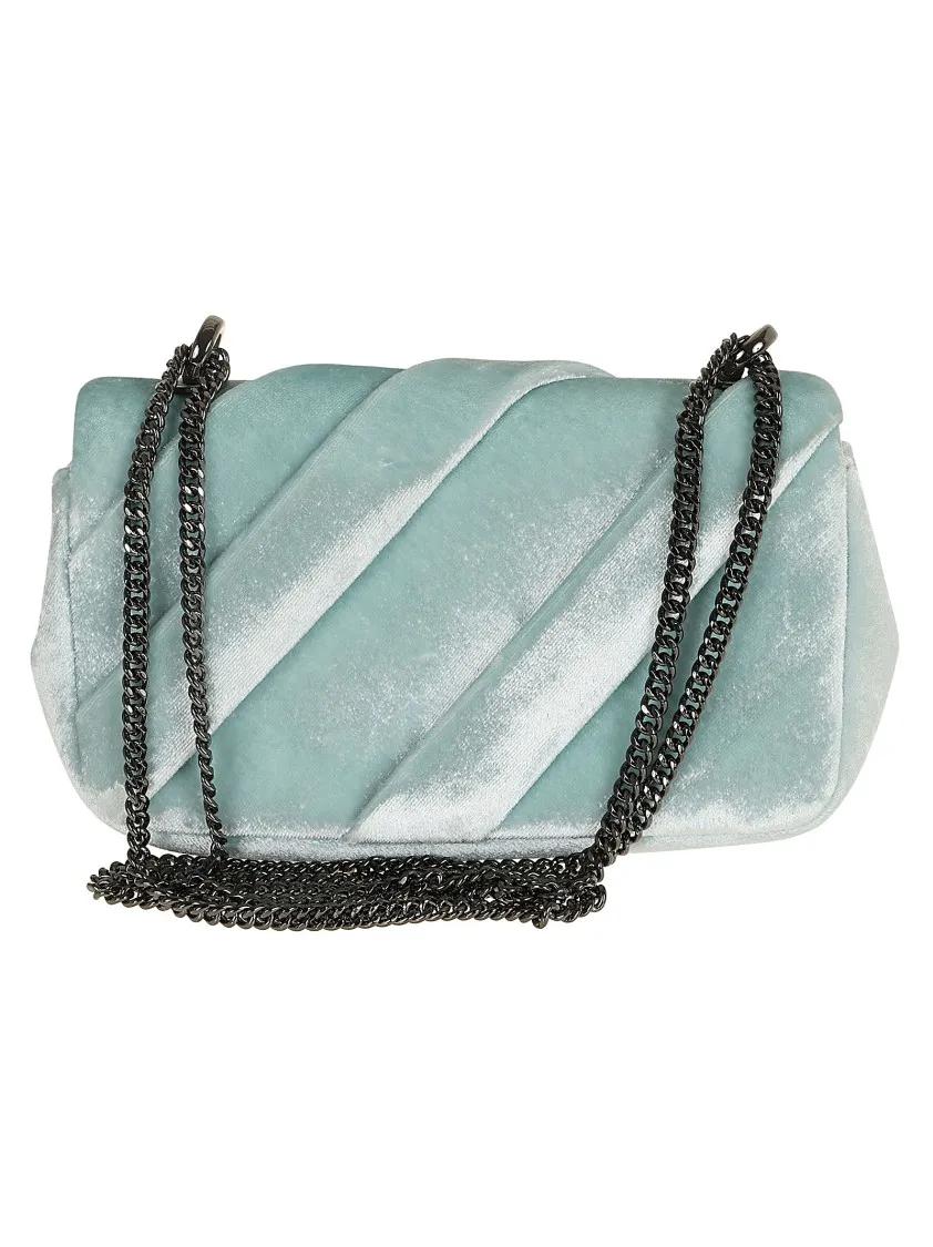 TORY BURCH Hobo bags Blue Kira Draped Velvet Mini Flap Bag in blauw