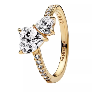 Pandora Double Heart Sparkling Clear Ring